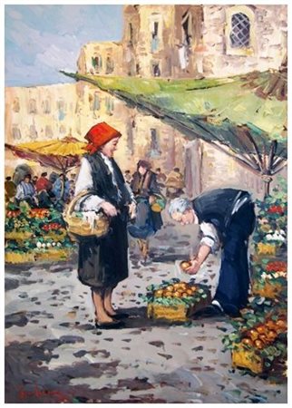 ERNESTO SCUDIERO Senza titolo Olio su tela 70 x 50. Firma in b. a s. e sul verso