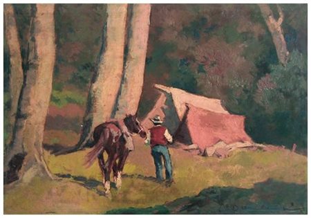 CARLO DOMENICI 1898 – 1981 Senza titolo Olio su tavola 34,5 x 50. Firma in b....