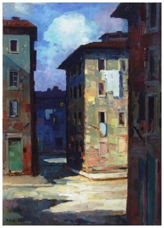 RENATO NATALI 1883 – 1979 Casa ove nacque Mascagni anni ‘40 Olio su tavola 70...