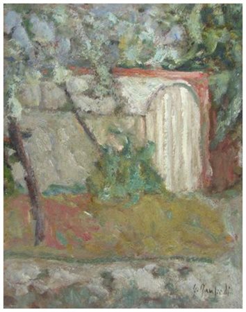 GIUSEPPE MANFREDI 1934 – 1987 Senza titolo Olio su cartone 50 x 40. Firma in...