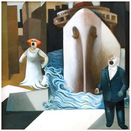 CLAUDIO MARTINENGO 1946 Lirica al porto antico 2000 Olio su tela 70 x 70....