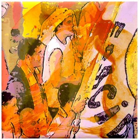 CAFRA e ARENA 1953 / 1955 La partita 2001 Olio su pvc 30 x 30. Titolo, firme...