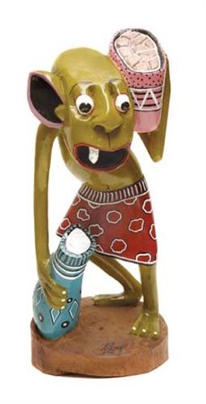 GEORGE LILANGA 1934 – 2005 Senza titolo Smalti su legno scolpito 39 x 16 x...