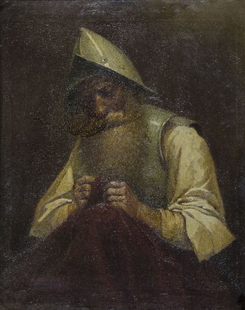 Leon Abry 1857-1905 "Figura con armatura" cm. 40x35 - olio su tela Firmato b....