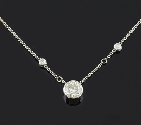 Collana in oro bianco intervallata da diamanti taglio brillante per ca ct...