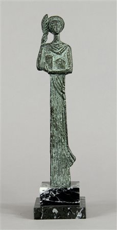 Ugo Carà 1908-2005 "San Giusto" h. tot cm. 36 - scultura in bronzo su base in...