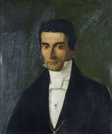 Maestro del XIX secolo "Ritratto d'uomo" cm. 62x52 - olio su tela