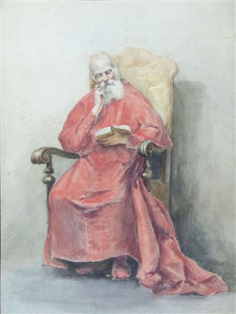 Jean George Vibert 1840-1902 "Ritratto di Cardinale" cm. 40x30 - acquerello...