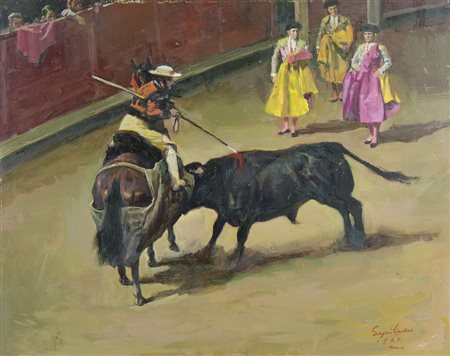 Lajos Markos 1917-1993 "Il torero" cm. 40x50 - olio su faesite Firmato b. a...