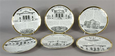 Piero Fornasetti 1913-1988 Lotto di 6 piatti in porcellana della serie...