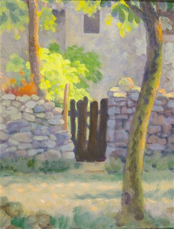 Pietro Lucano Trieste 1878-1972 "Muro carsico" cm- 36x27 - olio su faesite...