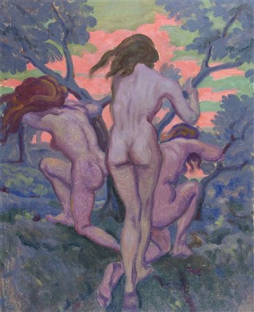 Pietro Lucano Trieste 1878-1972 "Modelle al tramonto" cm. 50x40 - olio su...