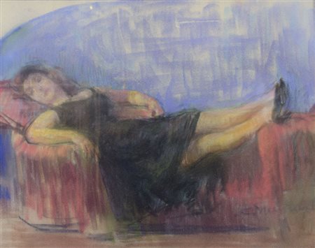 Cipriano Antonio Mannucci 1882-1970 "Modella distesa" cm. 33x43 - pastelli...