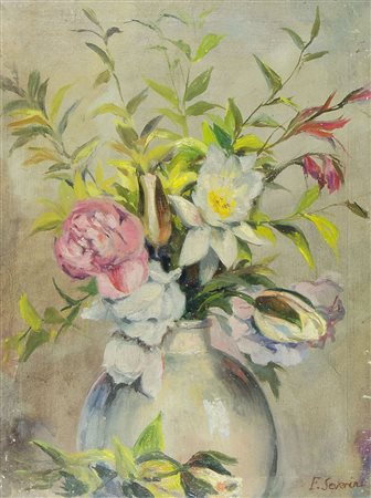 Federigo Severini 1888-1962 "Fiori" cm. 45x33 - olio su tela Firmato b. a d....