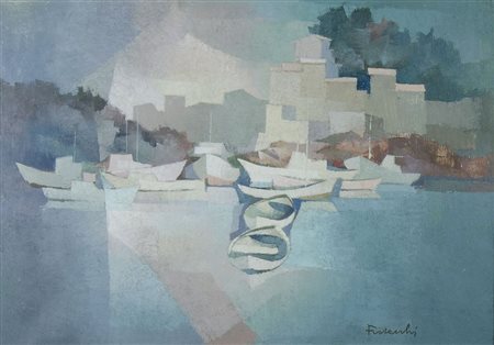 Paolo Frosecchi 1924 "Marina azzurra" cm. 50x70 - olio su tela Firmato b. a...