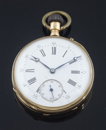 Orologio da tasca con doppia cassa in oro 14 kt con incisioni , Austria fine...