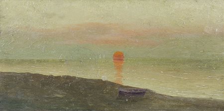 Pittore del '900 "Tramonto" cm. 20x40 - olio su cartone