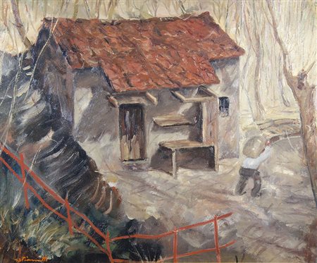 Riccardo Bastianutto Trieste 1906-1979 "Casa nel bosco" cm. 40x50 - olio su...