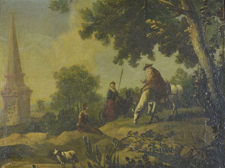 Ambito del faentino Bucci "Scena campestre" cm. 56x71 - olio su tela foderata