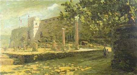 Riccardo Tosti Trieste 1910-1986 "San Giusto" cm. 50x90 - olio su faesite...