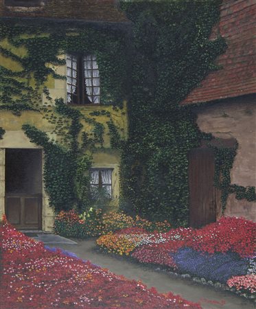 FlavioCimador Trieste 1940 "Fiori in cortile" cm. 60x50 - olio su tela...