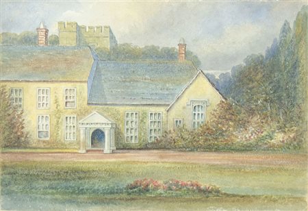 Lotto di 2 acquerelli raffiguranti paesaggi inglesi, misure dierse.