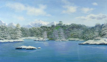 Guglielmo Stracca Gradisca 1899-Trieste 1979 "Lago d'inverno" cm. 40x68 -...