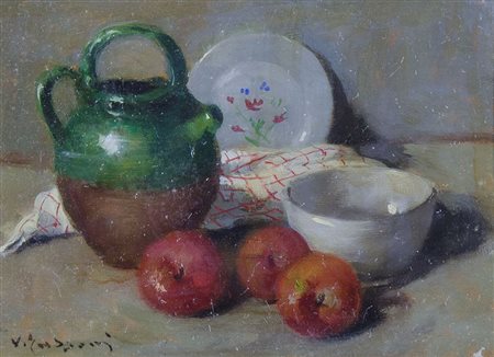 Vittorio Gussoni 1893-1968 "Natura morta" cm. 11x15 - olio su tavoletta...