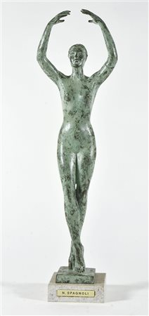 Nino Spagnoli 1920-2006 "Nudo di donna" h. tot cm. 54 - scultura in bronzo a...