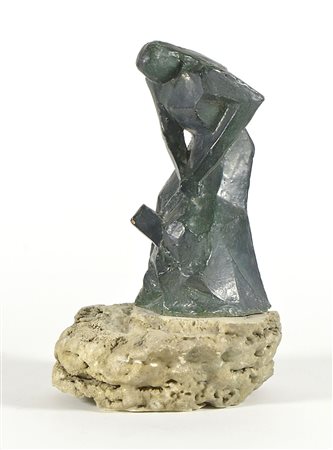 Nino Spagnoli 1920-2006 "Personaggio" h. tot cm. 31 - scultura in terracotta...