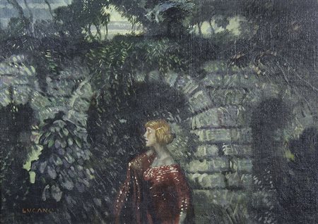 Pietro Lucano Trieste 1878-1972 "Bozzetto per La Pazza" cm. 45x65 - olio su...