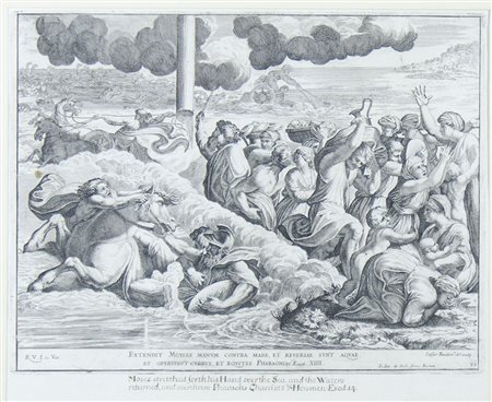 Antica stampa entro cornice in legno dorato intagliato. tot cm. 55x72.