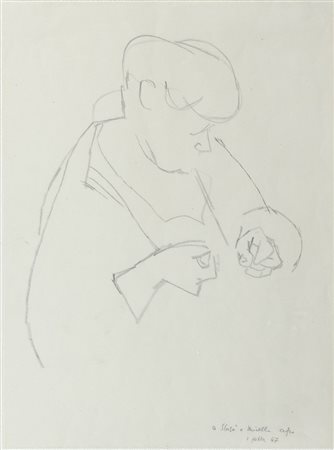 Afro (Basaldella) 1912-1976 "Rammendatrice" cm. 32x24 - matita su carta...