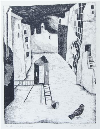 Elettra Metallinò Trieste 1932 "Vicolo cieco" cm. 62x48 - china su carta...