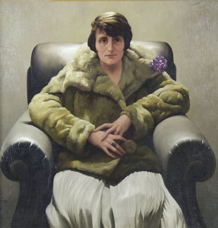 Bruno Croatto Trieste 1875-Roma 1948 "In poltrona" cm. 47x47 - olio su...