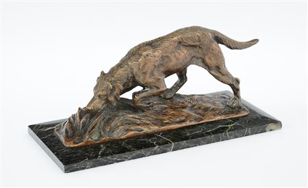 Ignoto "Segugio" scultura in bronzo (h. cm 17) Siglata Fon. E. Ghezzi, su...