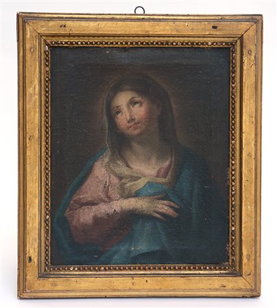 Scuola del secolo XIX, "La beata Vergine" olio su tela (cm 35x29), in cornice...