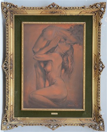 Enrico Felloni "Abbraccio" tecnica mista su tela (cm 70x50) firmato in basso...