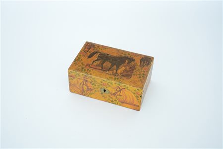 Scatola portagioie decorata in arte povera, cavalli e animali domestici....