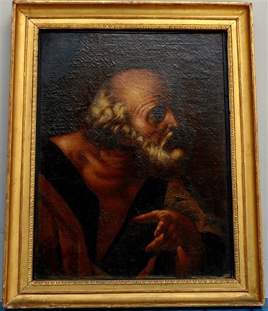 Scuola del secolo XVIII - "Figura virile", olio su tela (cm 73x56), in...