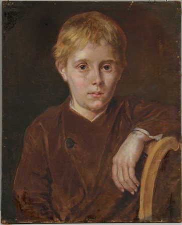 Ignoto " Ritratto di fanciullo" olio su tela (cm 48x39) in cornice (difetti)