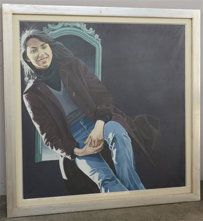 Prato "Personaggio che ..." 1977, olio su tela (cm 100x100) firmato, titolato...