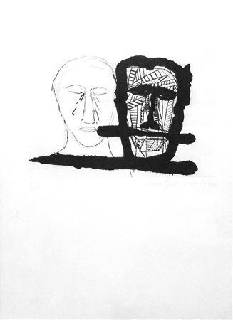 Mimmo Paladino 1948, Paduli (Bn) - [Italia] senza titolo acquaforte 80x60 cm...