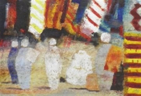 MAGAZZINI SALVATORE PISTOIA 1955 SOUCK OLIO SU TAVOLA cm 35 x 50 Firma in...