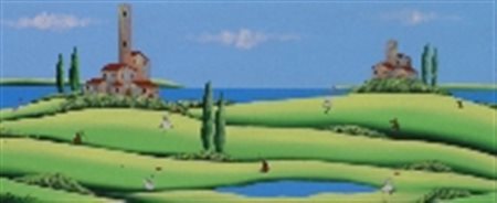 DA NORCIA PAOLO 1953 GREEN, 2000 OLIO SU TELA cm 60 x 140 Firma in basso a...