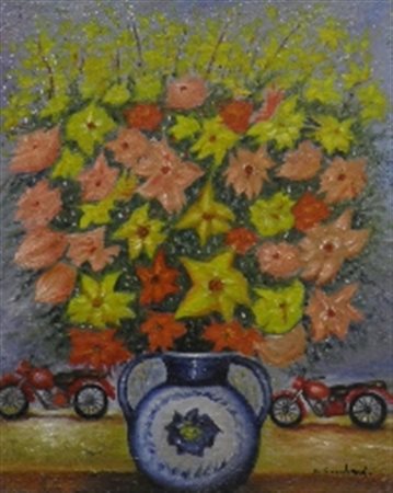 LOMBARDO SALVO Favara 1948 SENZA TITOLO OLIO SU TELA cm 50 x 40 Firma in...