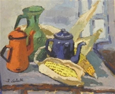 CANTELLI RENZO COMPOSIZIONE, 1997 OLIO SU COMPENSATO cm 50 x 60 Firma in...