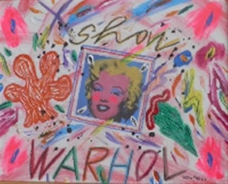 DONZELLI BRUNO NAPOLI 1941 SHOW WARHOL OLIO SU TELA cm 40 x 50 Firma in basso...