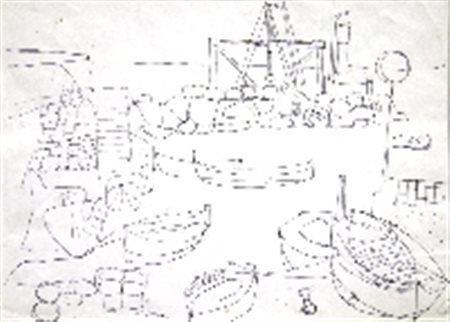 PAULUCCI ENRICO GENOVA 1901 TORINO 1999 PICCOLO CANTIERE, 1940 BIRO SU CARTA...