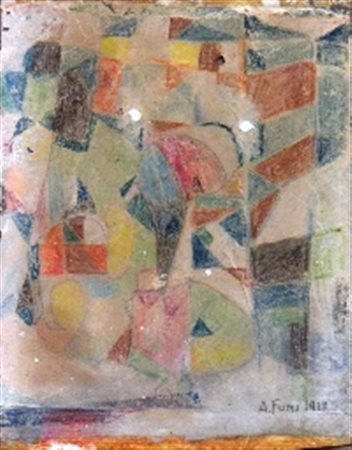 FUNI ACHILLE SENZA TITOLO, 1918 PASTELLI COLORATI SU CARTONCINO cm 16 x 12,5...